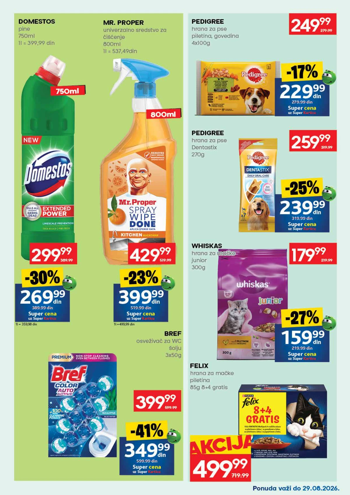 Roda katalog do 30.08.2026. – Domestos, Mr. Proper, Bref, Pedigree, Whiskas i Felix