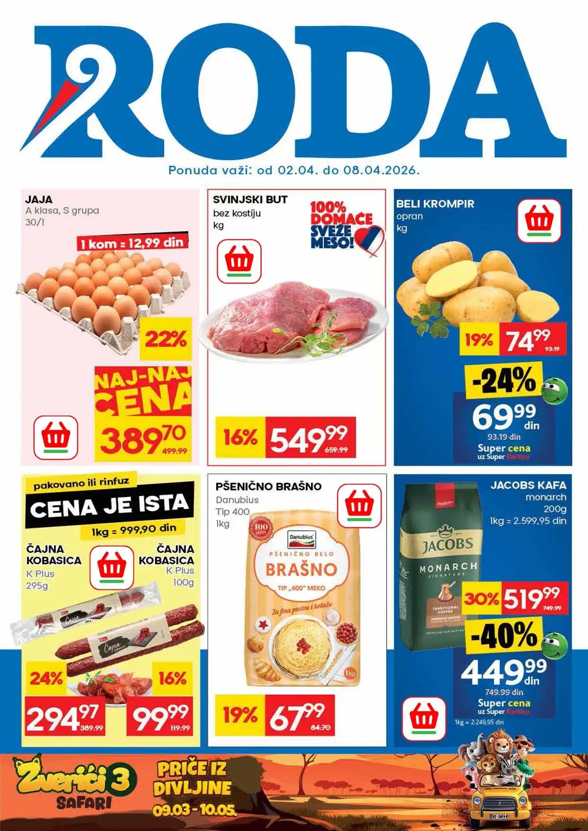 Roda akcija hit – popusti do 53% na prehranu i kućne proizvode do 08.04.2026