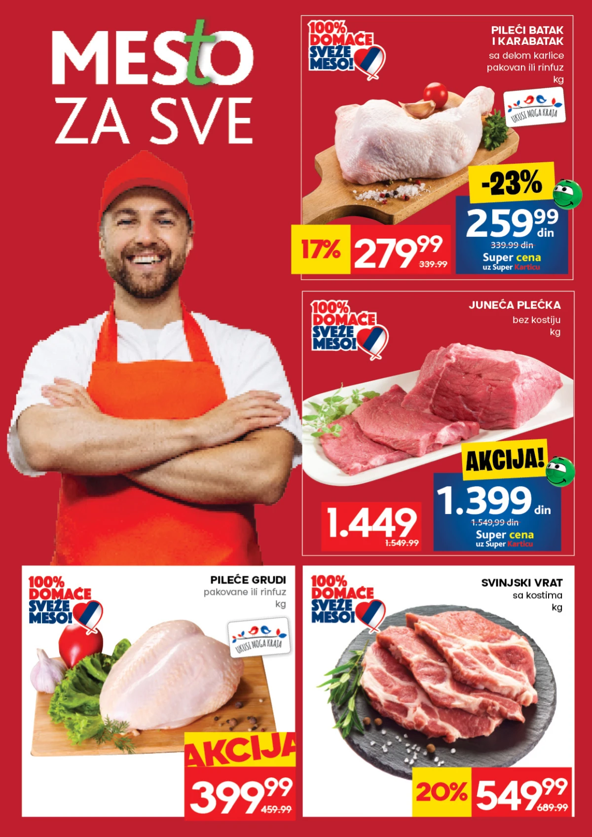 Roda katalog strana 4 – pileći batak, juneća plećka, pileće grudi i svinjski vrat na akciji