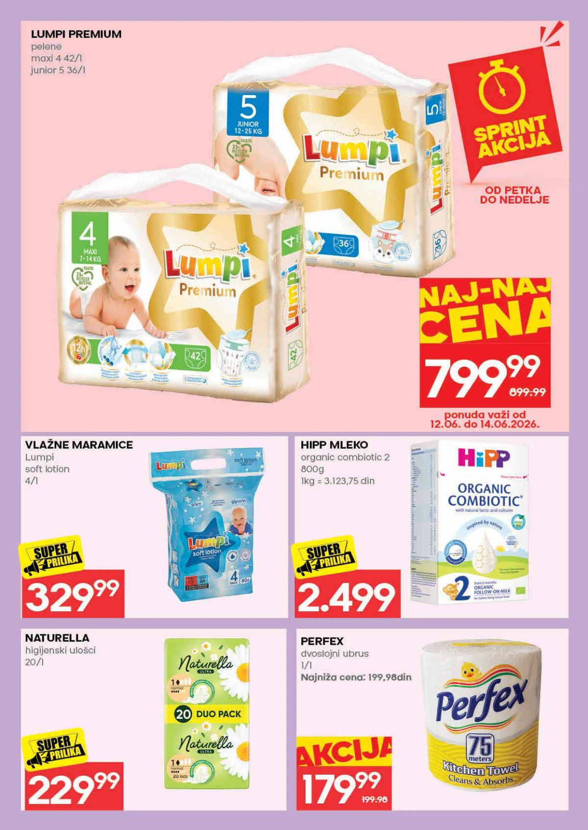 Roda katalog strana 29 – pelene, vlažne maramice, Hipp mleko i Naturella na akciji