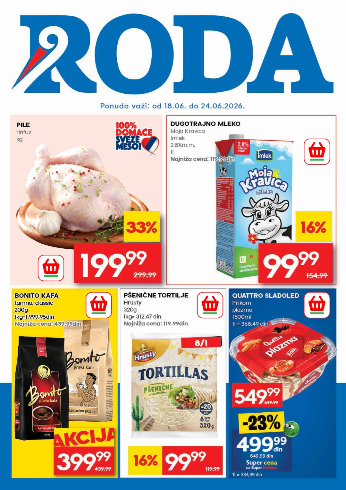 Roda akcija do 47% popusta – prehrana, meso, voće i svakodnevna kupovina po nižim cenama