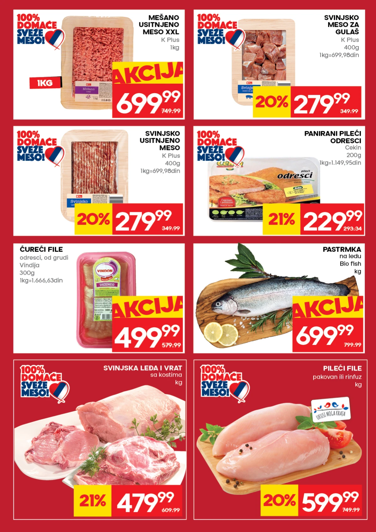 Roda katalog strana 5 – pileći file, pastrmka, svinjsko meso i usitnjeno meso na akciji