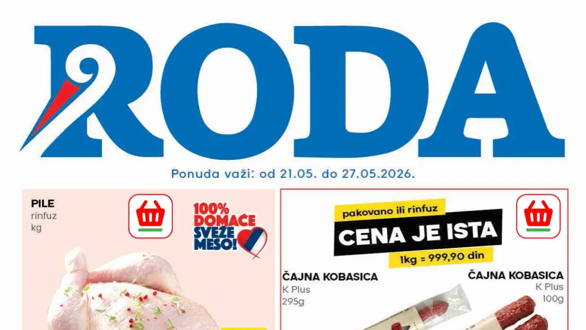 Roda nedeljna akcija katalog maj 2026 – prehrana, piće i kućna hemija na sniženju do 49%