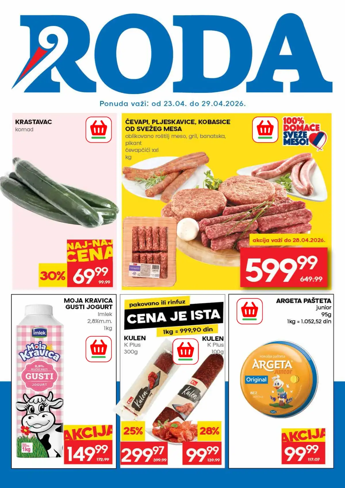 Roda akcija hit – popusti do 53% na prehranu i kućne proizvode do 29.04.2026