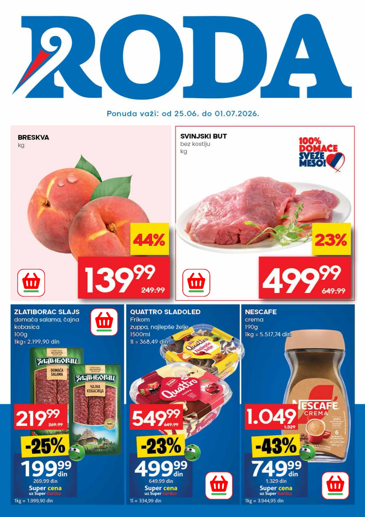 Roda akcija do 47% popusta – prehrana, voće, povrće, piće i proizvodi za domaćinstvo po nižim cenama
