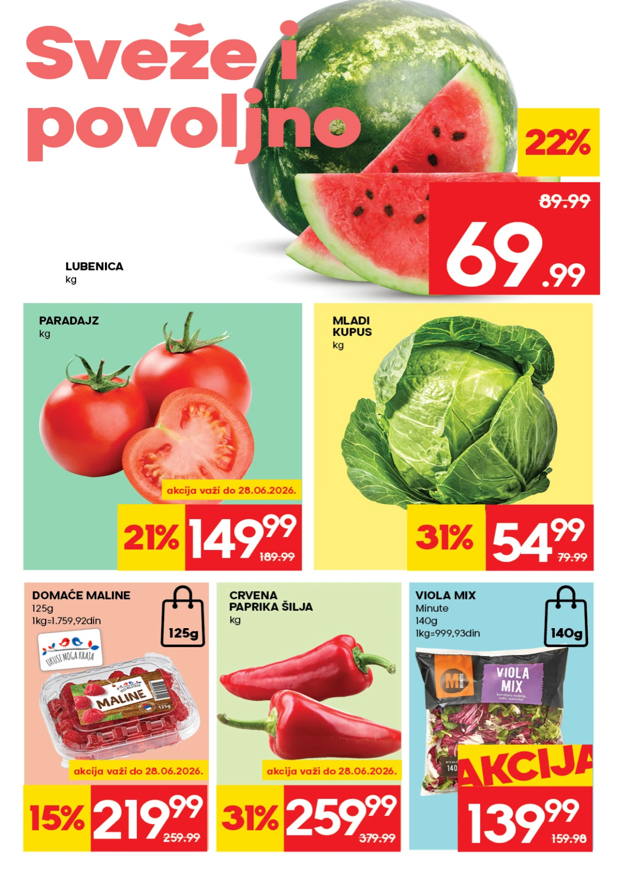 Roda katalog strana 2 – lubenica, paradajz, mladi kupus, paprika i drugo voće i povrće na akciji