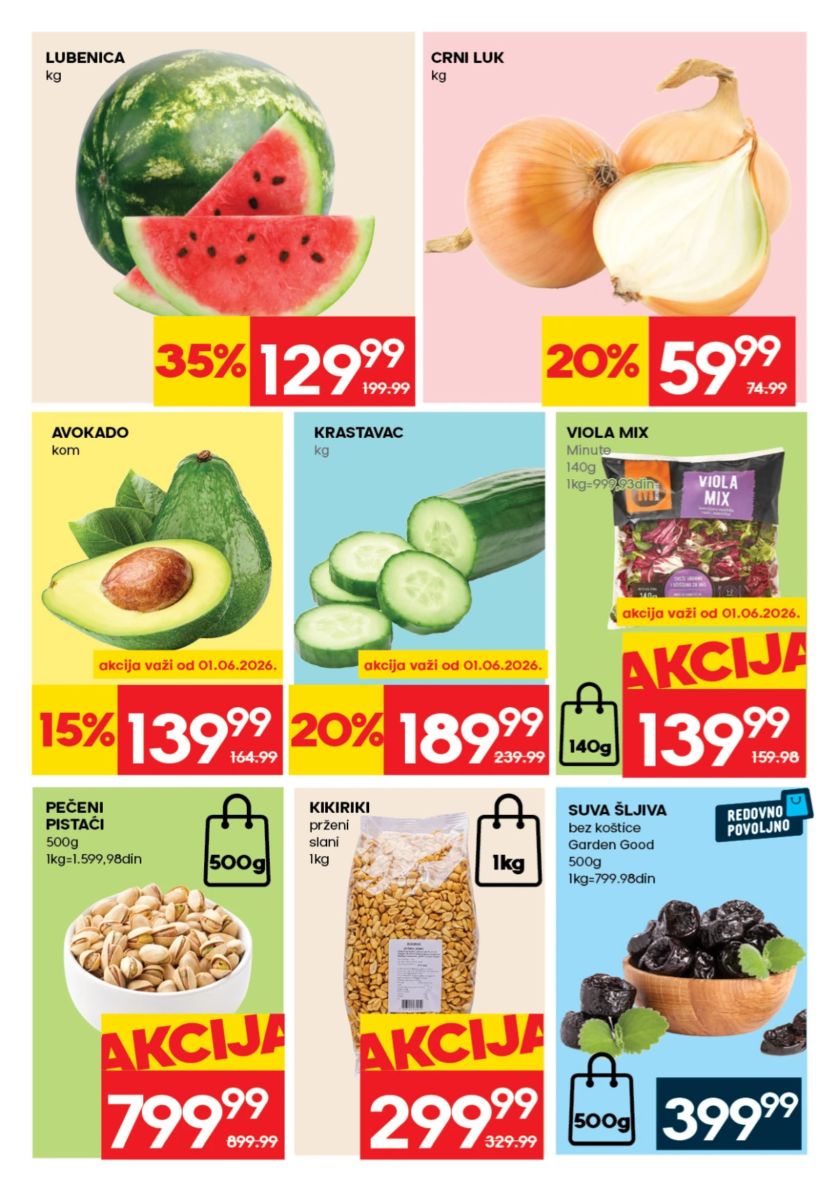 Roda katalog strana 3 – lubenica, crni luk, krastavac i pistaći na sniženju