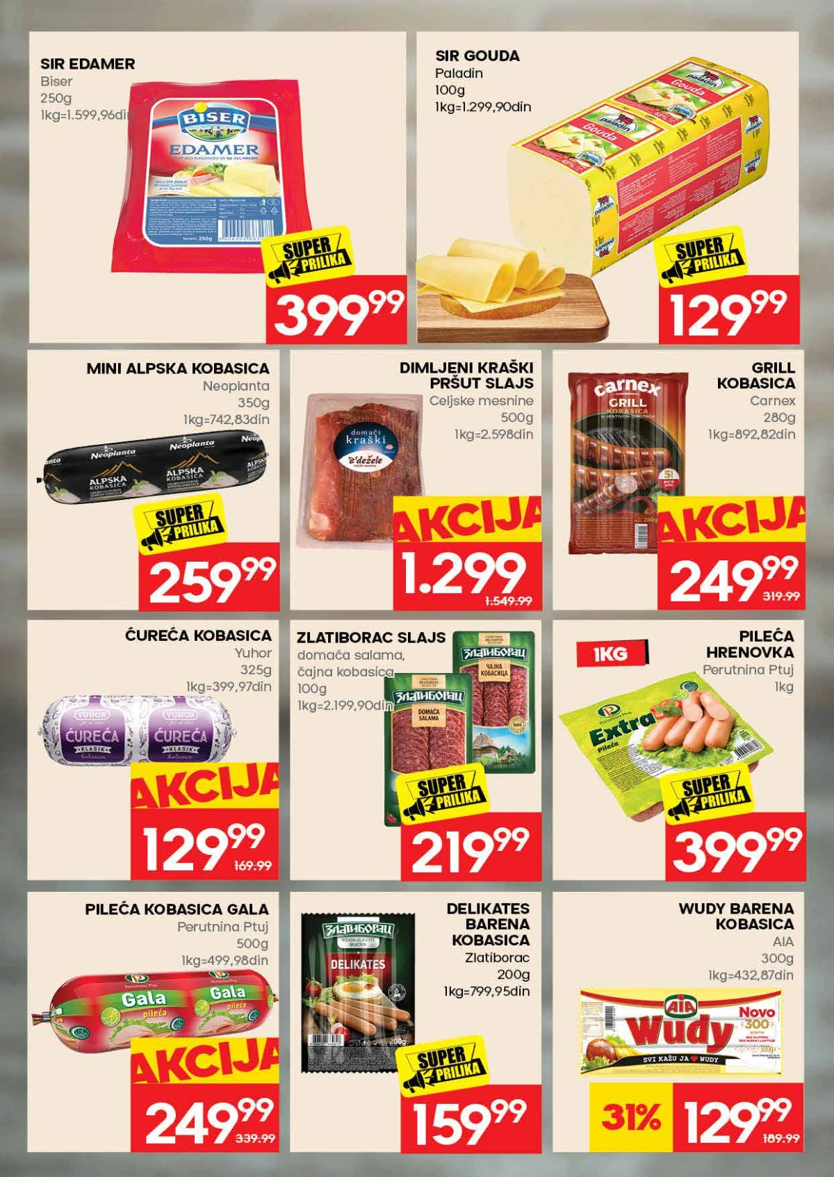 Roda katalog strana 8 – edamer, gouda, kobasice i pileća hrenovka na akciji