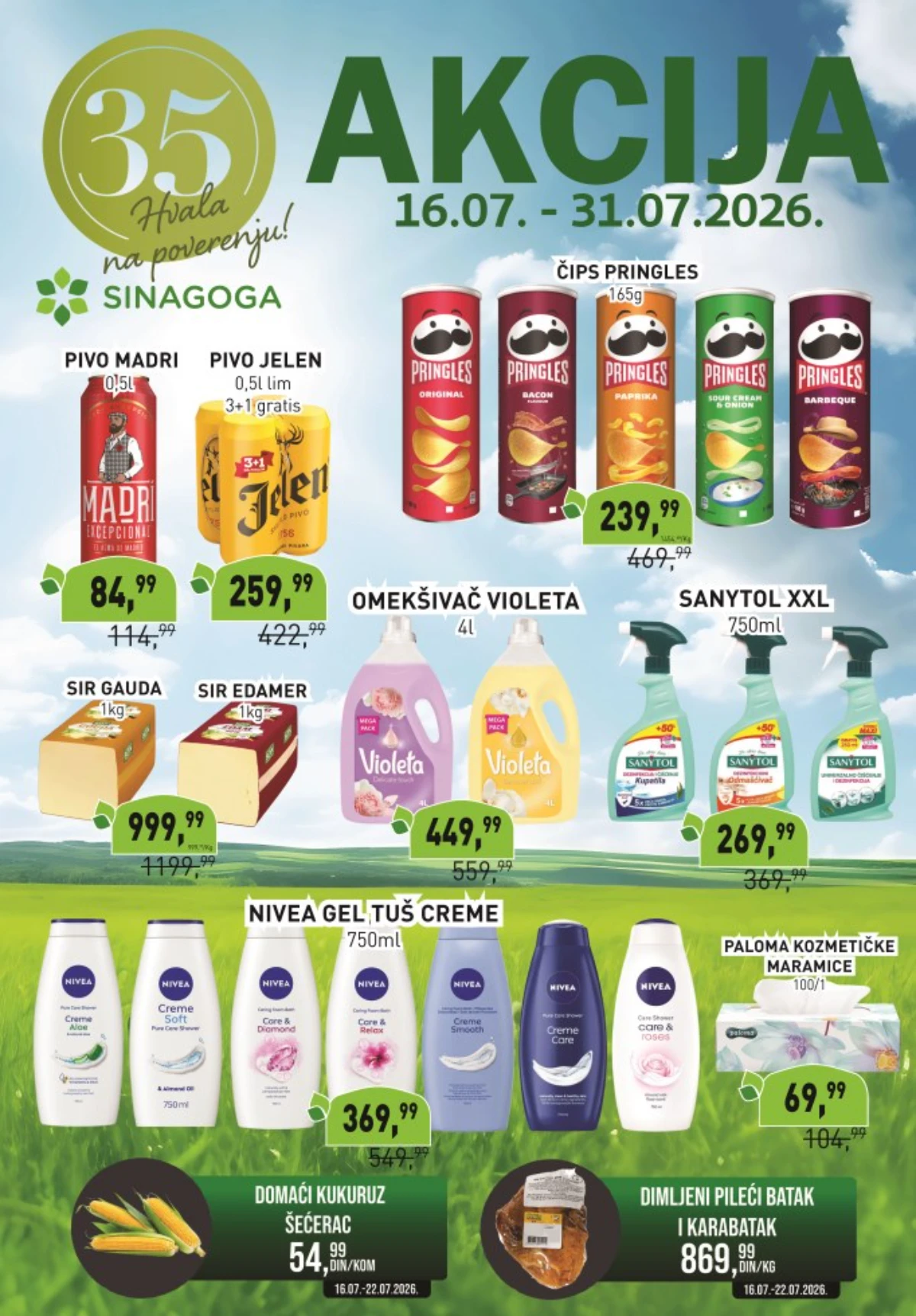 Sinagoga katalog 16.07. do 31.07.2026. – akcija na prehranu, piće, kućnu hemiju i kozmetiku