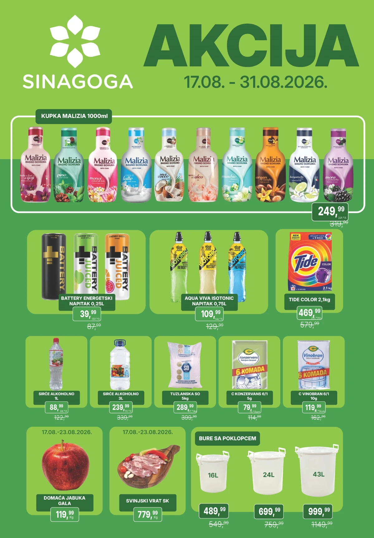 Sinagoga katalog od 17.08. do 31.08.2026. – akcije na prehranu, piće, kućnu hemiju i proizvode za domaćinstvo