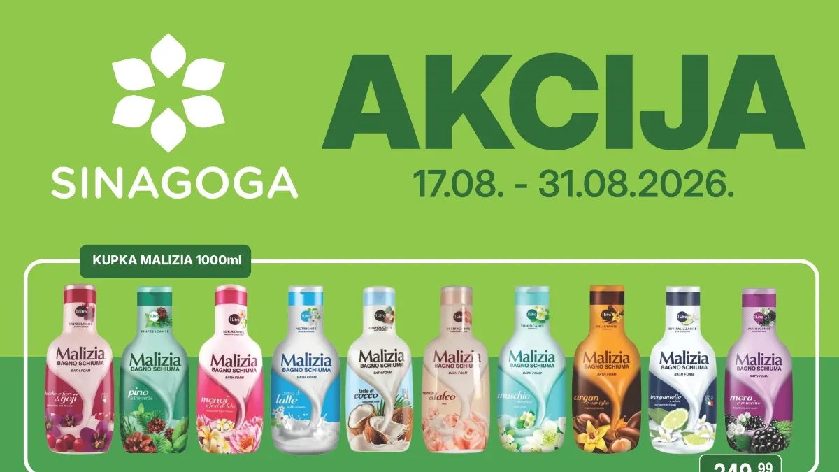 Sinagoga katalog od 17.08. do 31.08.2026. sa popustima do 50% na prehranu, piće, kućnu hemiju i proizvode za domaćinstvo