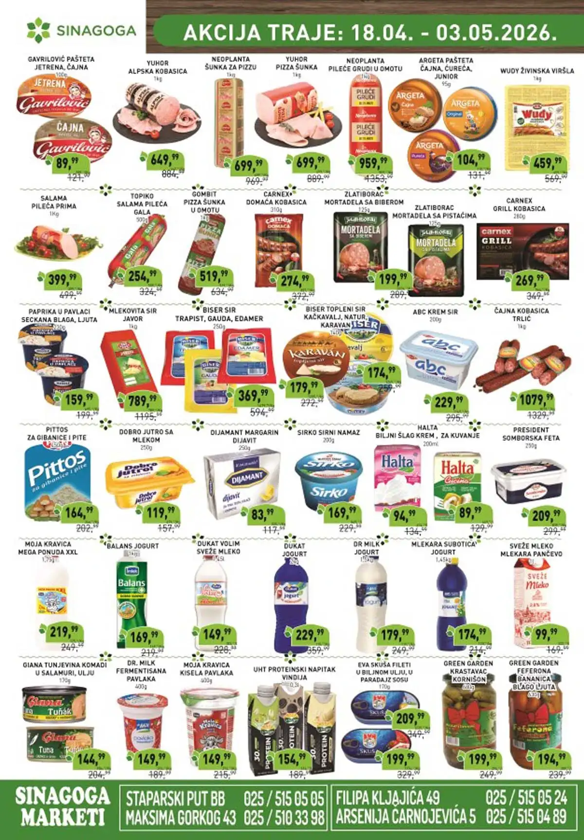 Sinagoga akcija do 35% katalog sniženja prehrana i proizvodi na akciji do 03.05.2026