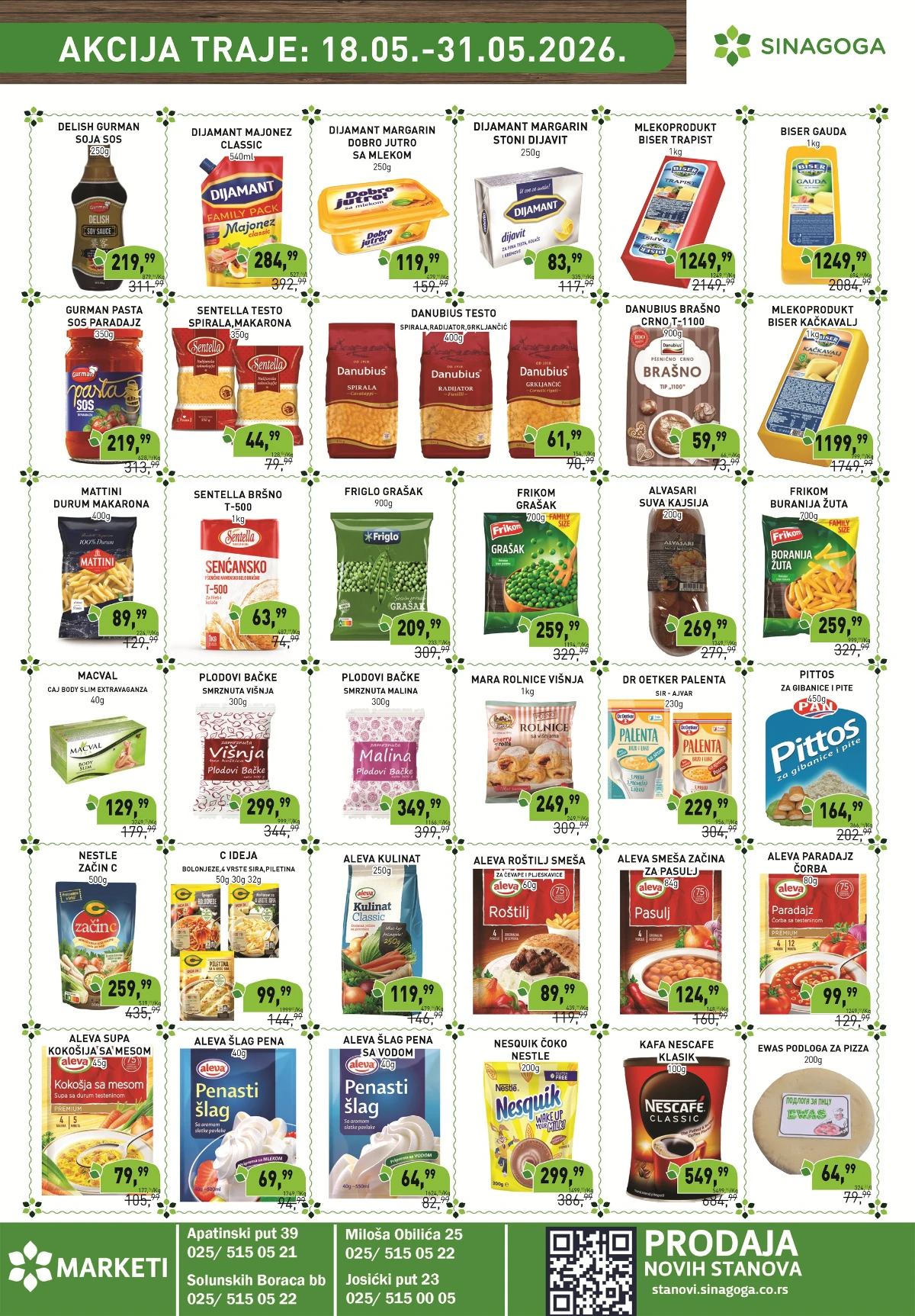 Sinagoga katalog sniženja – testenina, brašno, kafa, grašak i proizvodi za svakodnevnu kupovinu