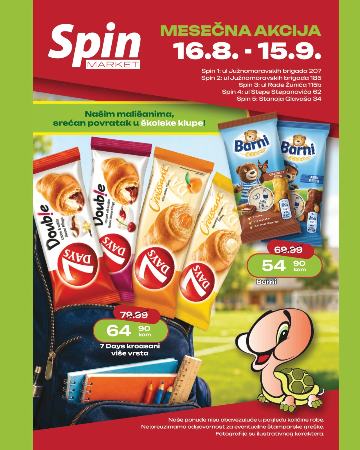 Spin Market mesečna akcija od 16.08. do 15.09.2026. – kroasani i Barni proizvodi po sniženim cenama