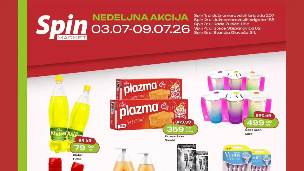 Spin Market nedeljna akcija donosi uštede do 40% od 03. do 09.07.2026