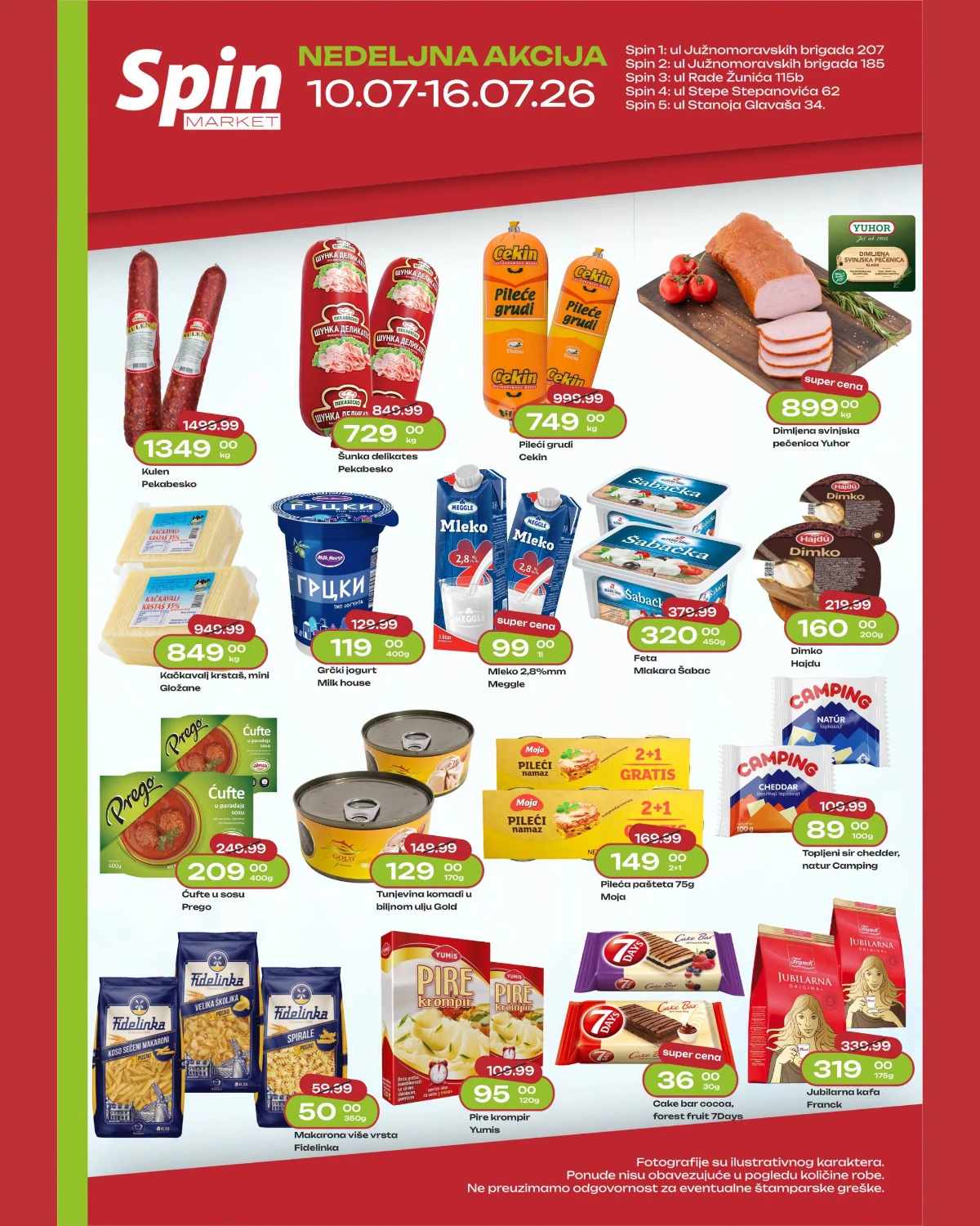 Spin Market akcija od 10. do 16.07.2026 – nedeljni katalog sa prehranom i akcijskim cenama