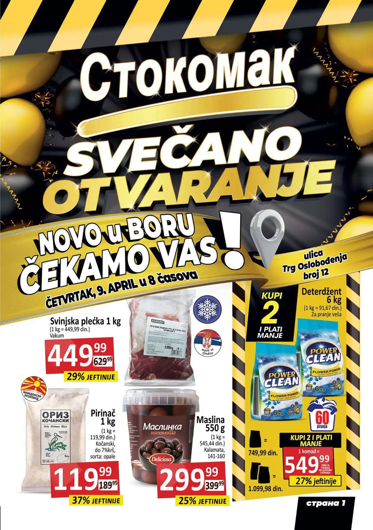Stokomak otvaranje Bor akcija do 38% – katalog sniženja prehrane i kućnih proizvoda do 11.04.2026