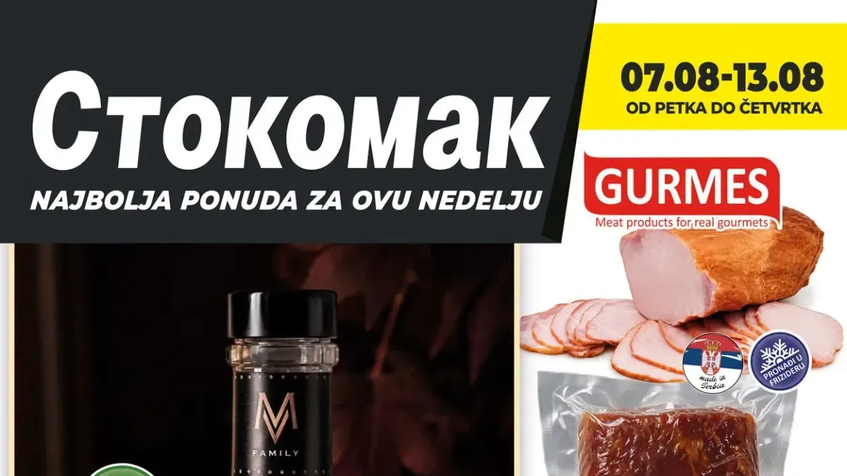 Stokomak akcija do 13.08.2026. donosi popuste do 40% na voće, prehranu, mlečne proizvode, piće i proizvode za domaćinstvo