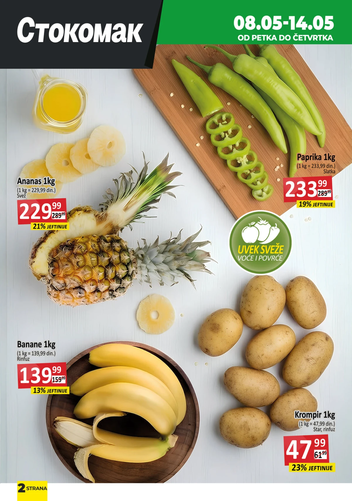 Stokomak voće i povrće akcija – paprika, krompir i banane do 14.05.2026