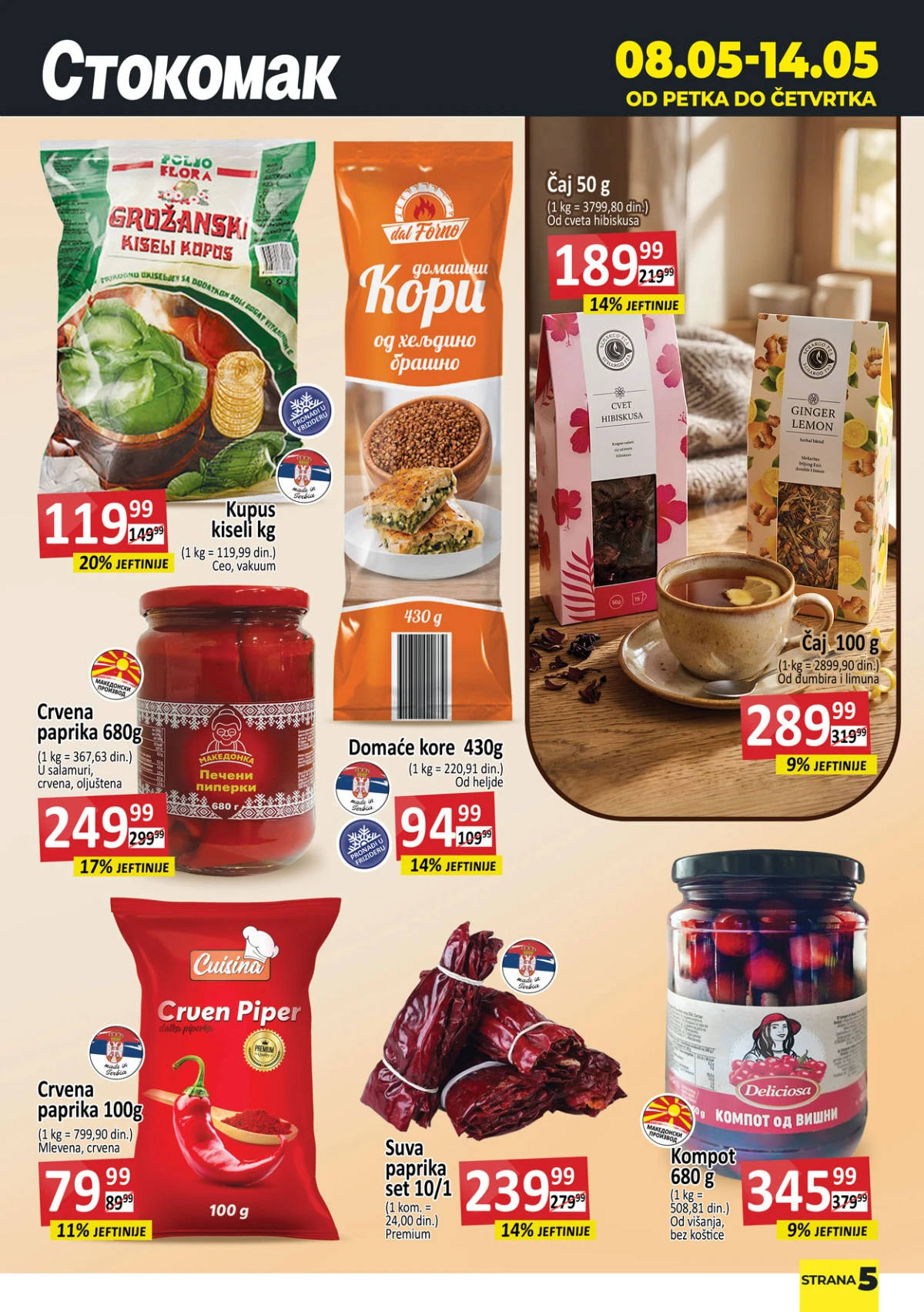 Stokomak zimnica i domaći proizvodi – kupus, paprika i čaj na akciji