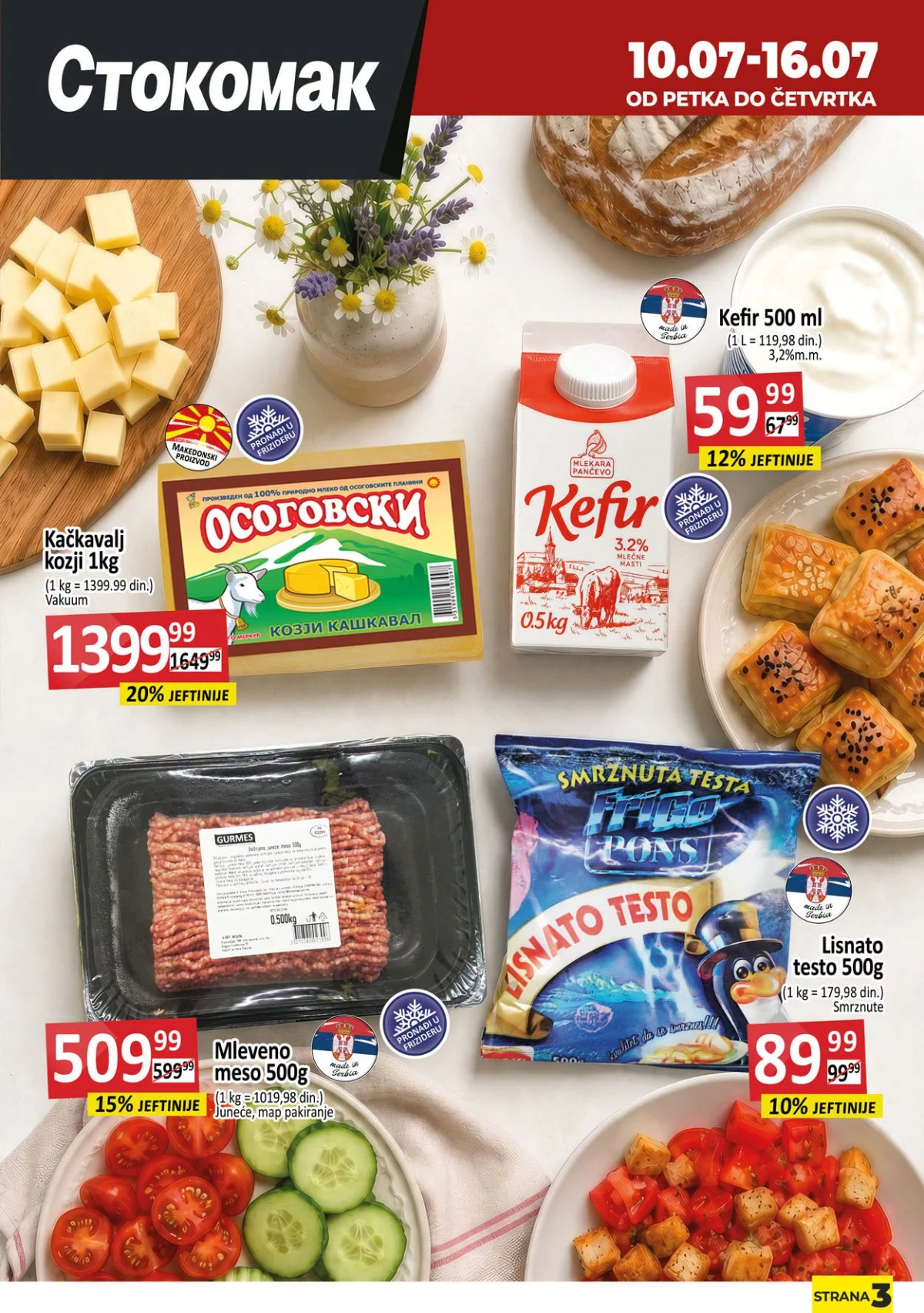 Stokomak katalog 10. do 16.07.2026. – kefir, kačkavalj, mleveno meso i lisnato testo