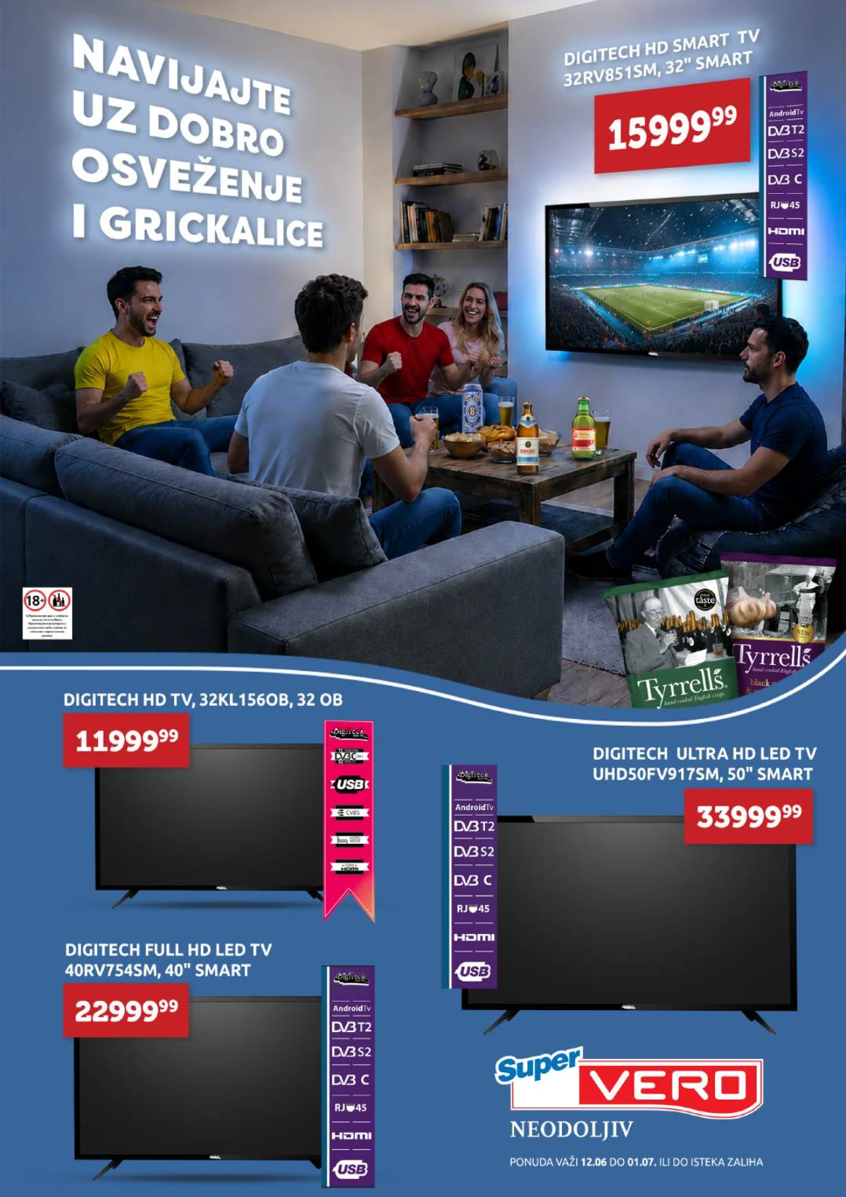 Super Vero navijačka akcija do 01.07.2026 – televizori, grickalice i osveženje po akcijskim cenama