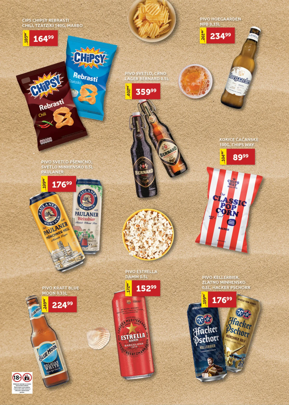 Super VERO akcija na Bernard, Paulaner, Hoegaarden, Estrella, Chipsy i kokice.