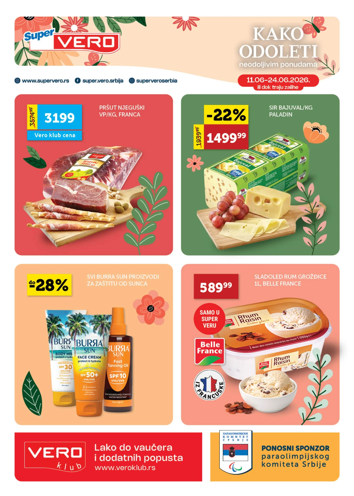 Super Vero katalog jun 2026 – pršuta, sirevi, sladoledi i proizvodi za zaštitu od sunca na akciji