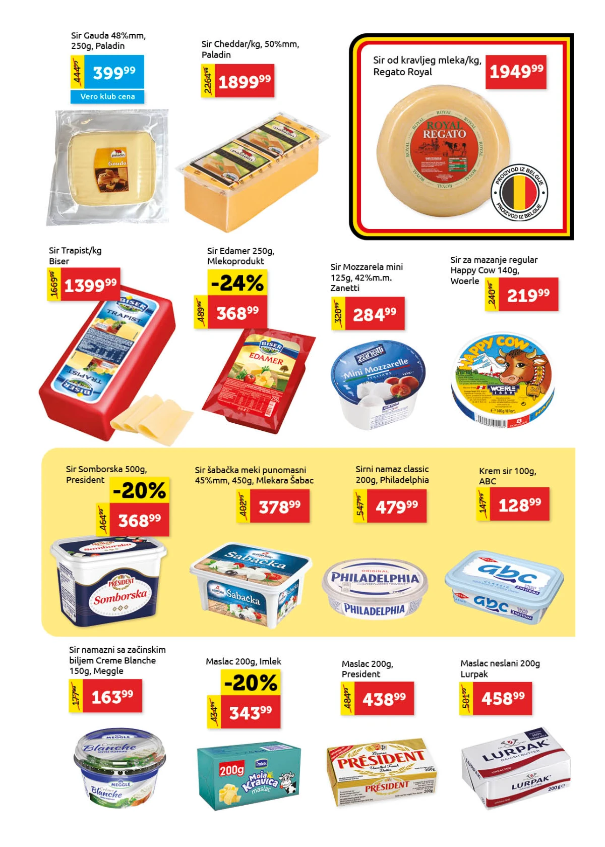Sirevi trapist gauda mocarela i krem sirevi