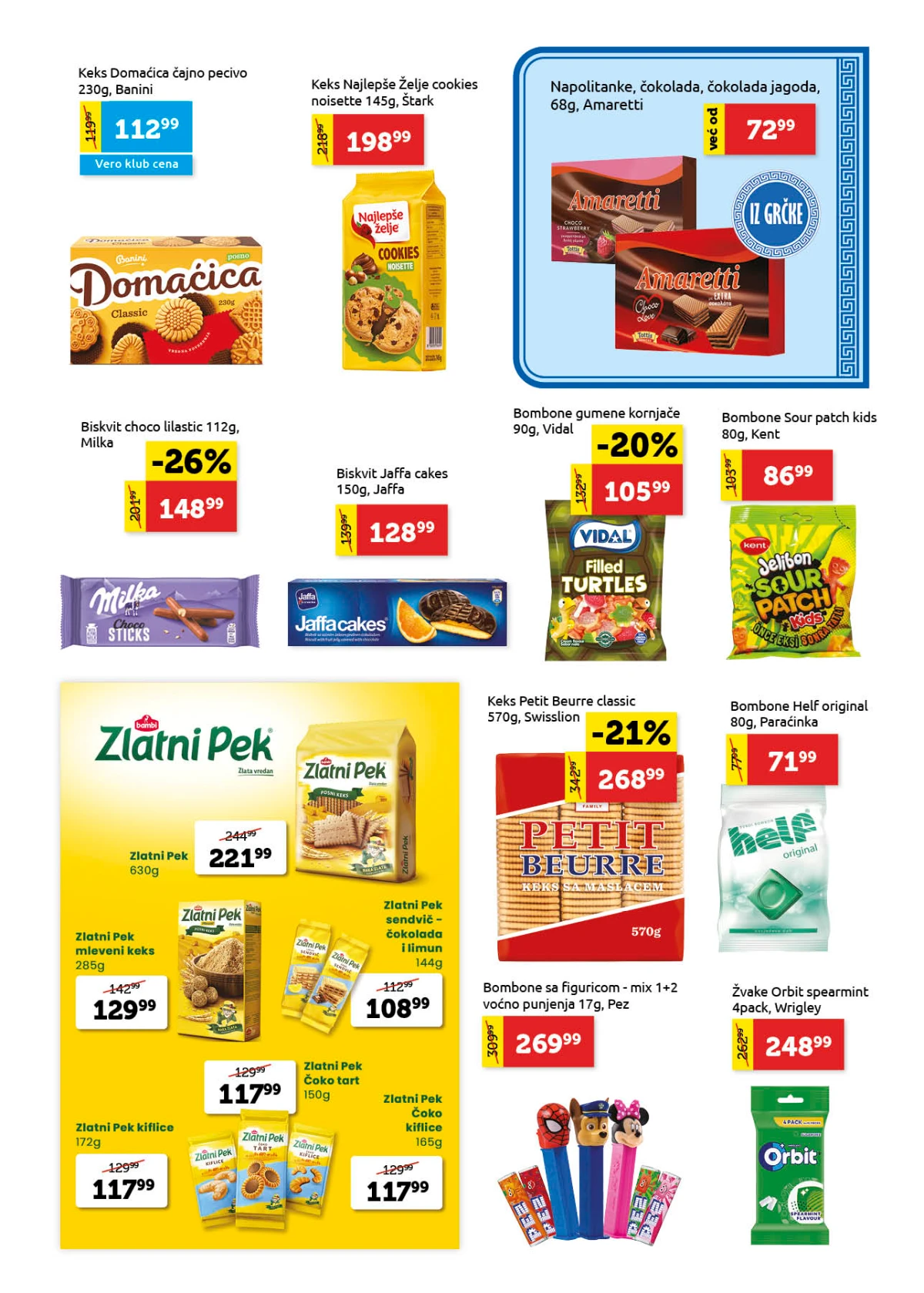 Keks čokolade i slatkiši na akciji u Super Vero katalogu