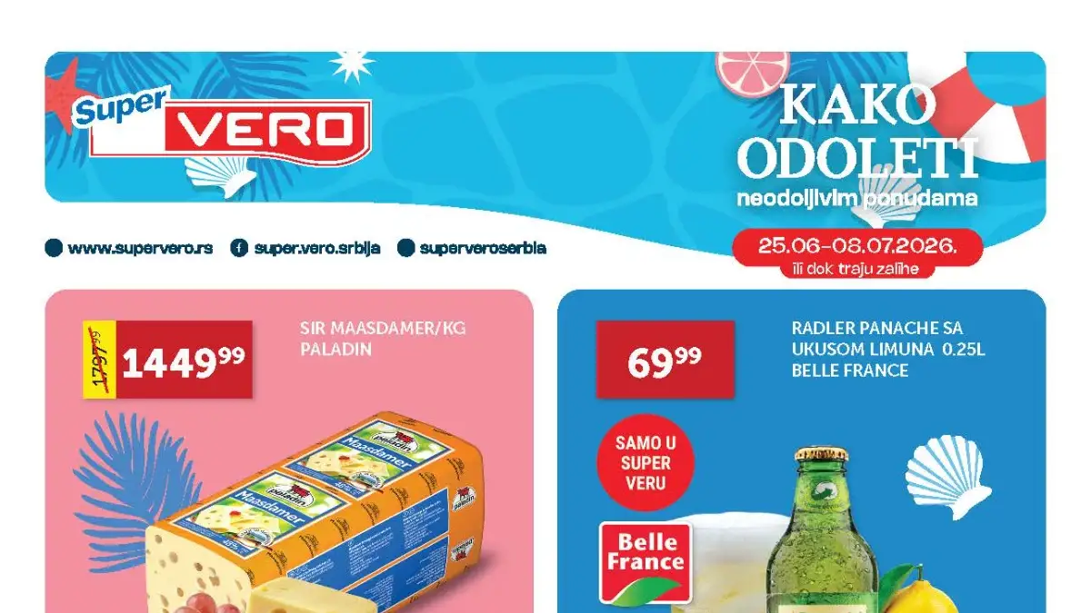 Super Vero katalog do 41% popusta – akcijske cene na prehranu, meso, voće, povrće i grčke proizvode od 25.06. do 08.07.2026.