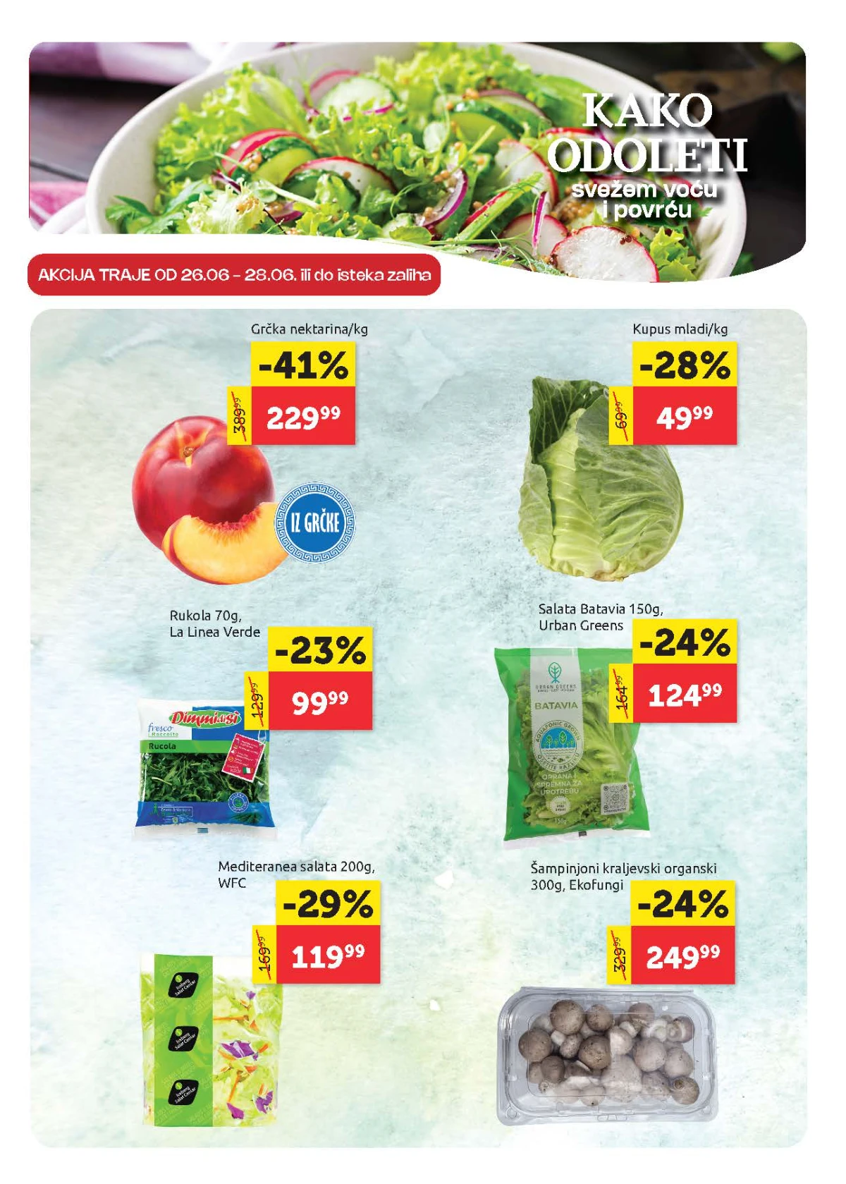 Super Vero akcija na nektarine, kupus, rukolu, salate i šampinjone
