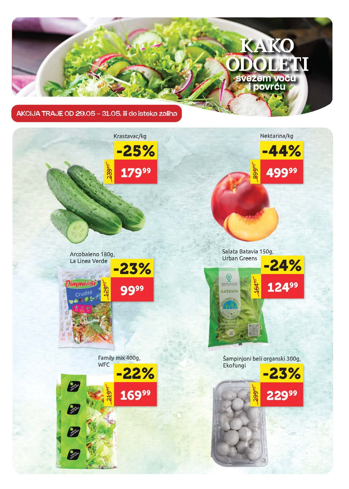 Super Vero akcija 29.05–31.05.2026 – krastavac, nektarine, salate i šampinjoni po nižim cenama