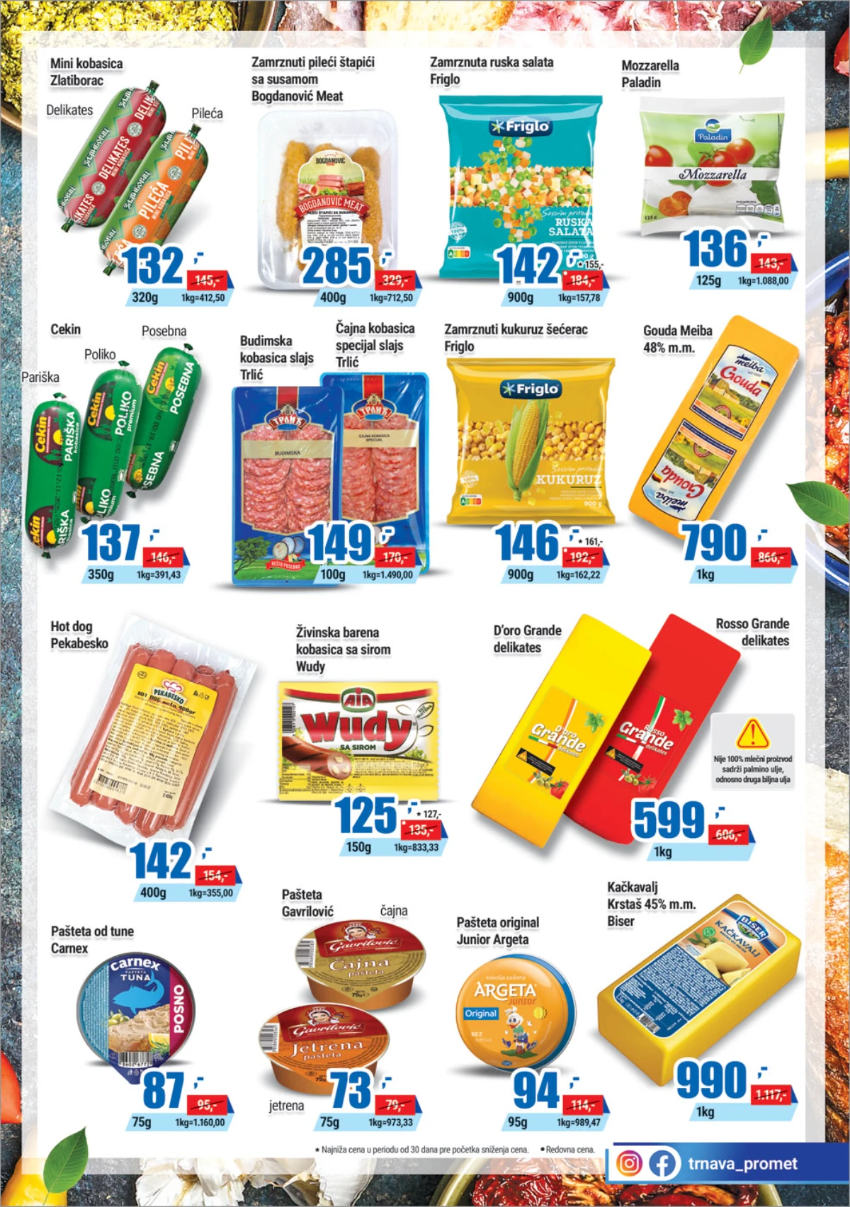 Trnava Promet katalog strana 3 – kobasice, sirevi i delikatesi na akciji