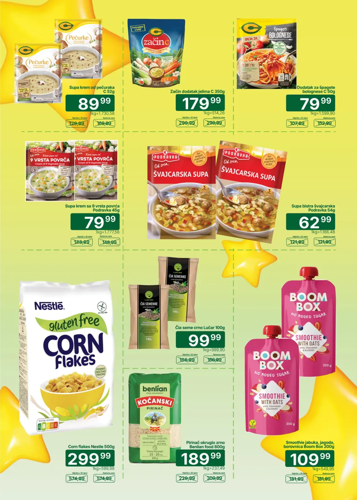 Univerexport akcija – supe, pirinač, corn flakes, musli, smoothie i prehrambeni proizvodi po nižim cenama