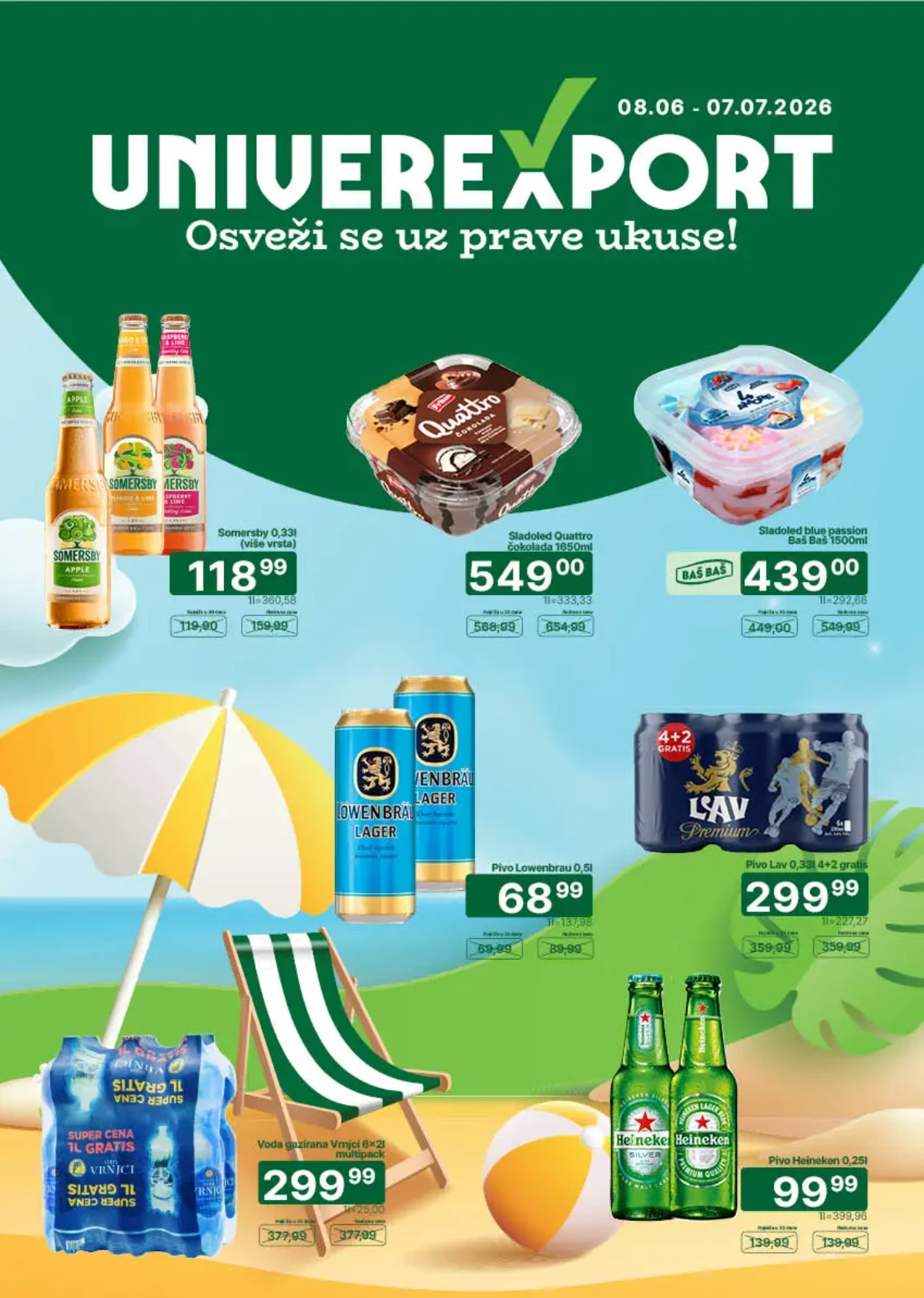 Univerexport akcija do 07.07.2026 – sladoledi, pića i letnji proizvodi na sniženju