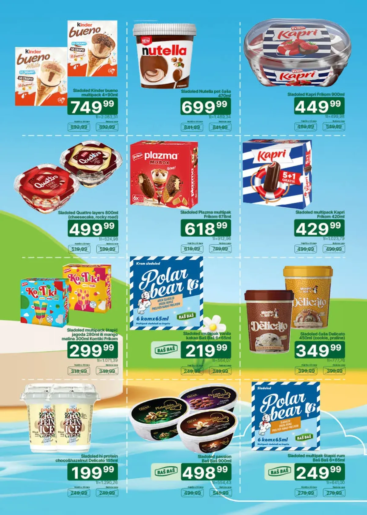 Nutella, Kinder, Kapri, Quattro i drugi sladoledi na sniženju