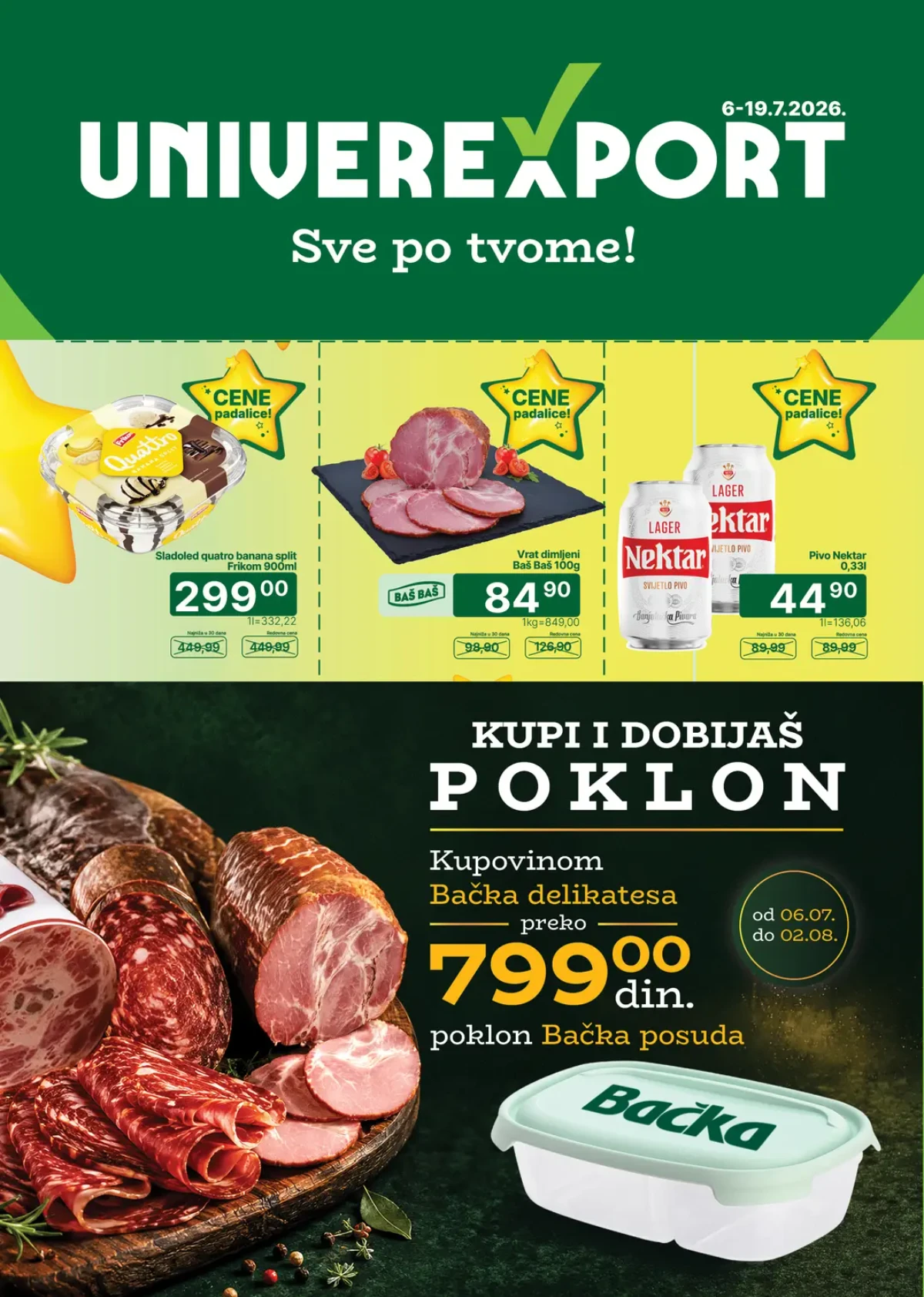 Univerexport katalog donosi popuste do 50%, Cene padalice i poklon akciju za svakodnevnu kupovinu