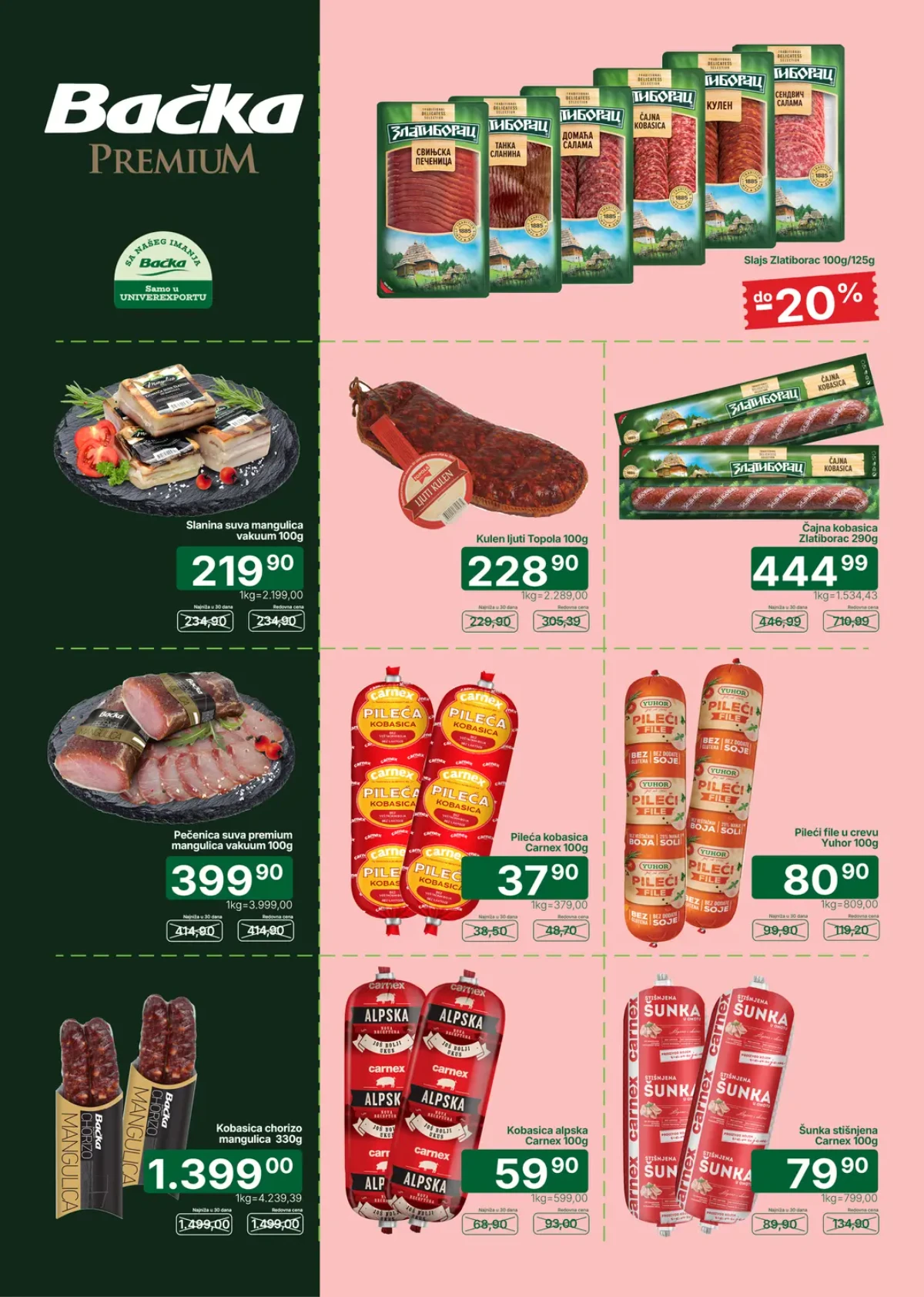 Univerexport akcija – Zlatiborac, Carnex i Bačka premium proizvodi
