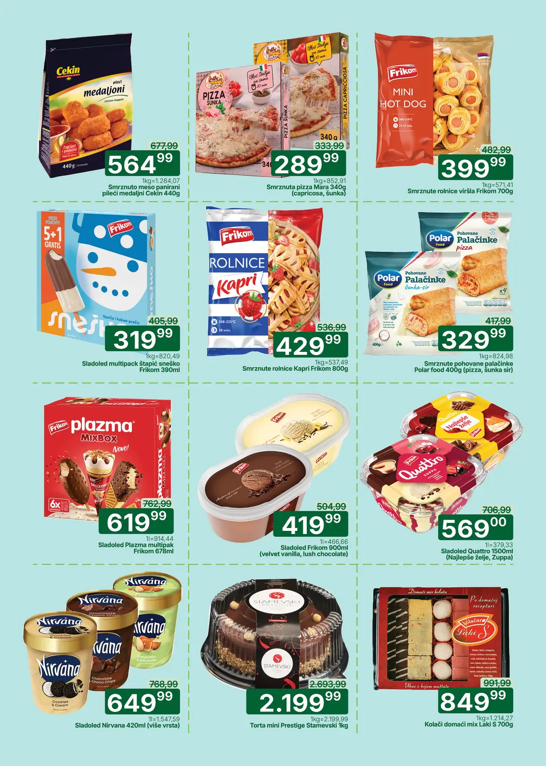 Univerexport Frikom akcija maj 2026 pizza sladoled rolnice Quattro Nirvana i zamrznuti deserti