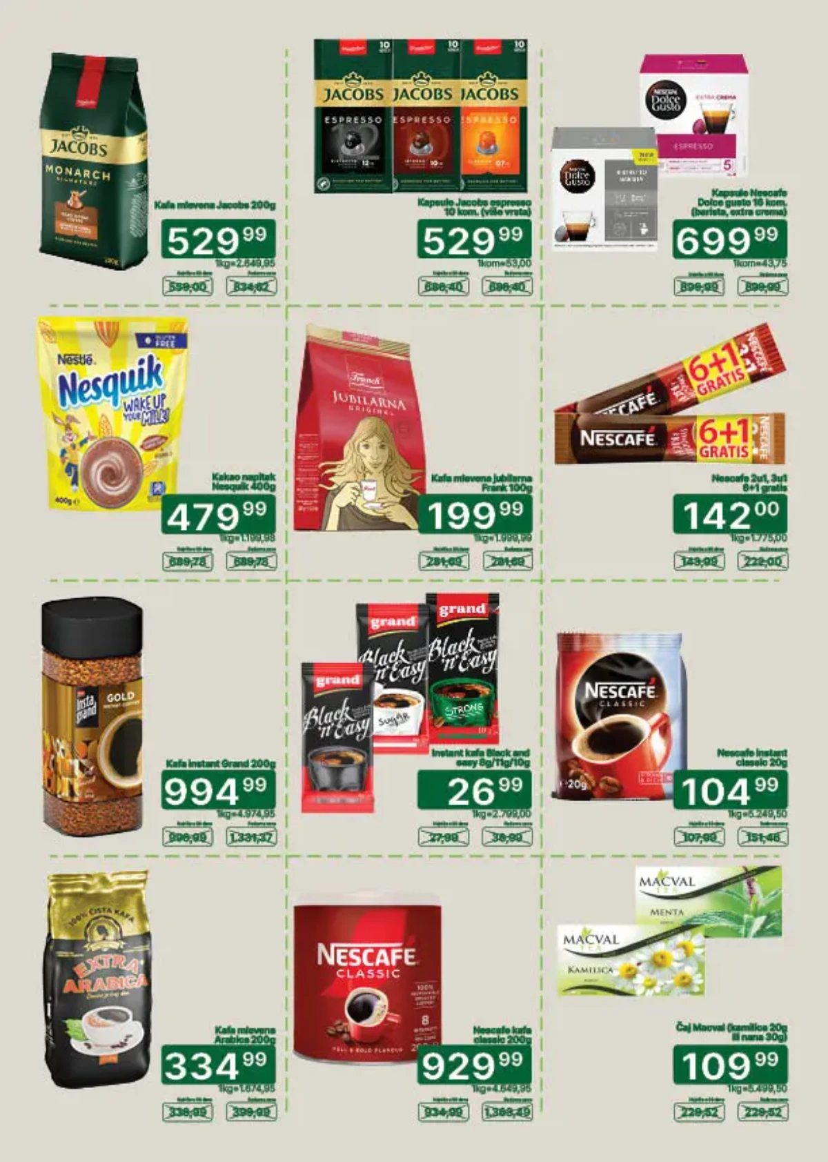 Univerexport akcija do 31.08.2026. – Jacobs kafa 529,99 RSD i Grand Black'n'Easy instant kafa 26,99 RSD