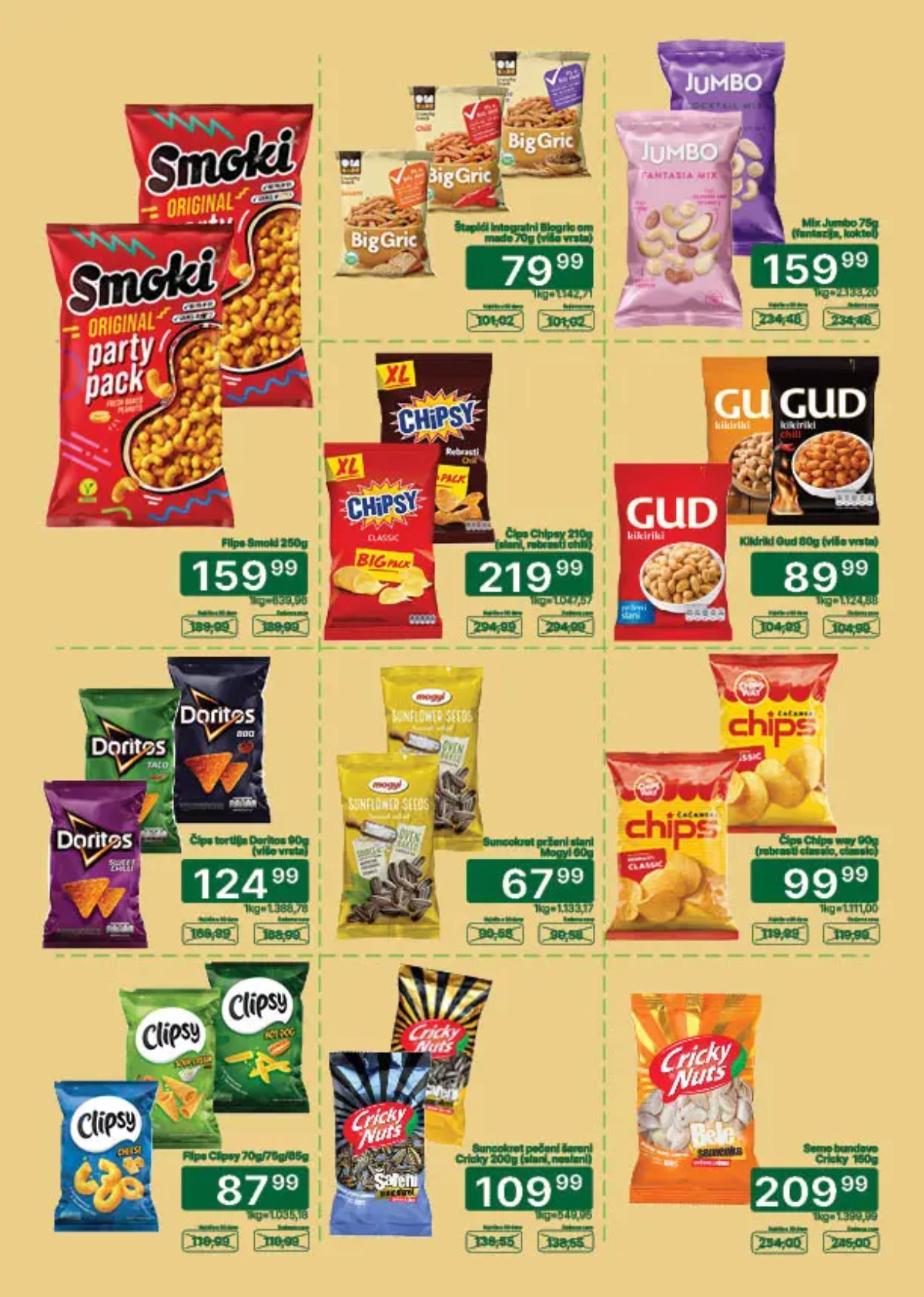 Univerexport akcija do 31.08.2026. – Big Gric štapići 79,99 RSD i Clipsy flips 87,99 RSD