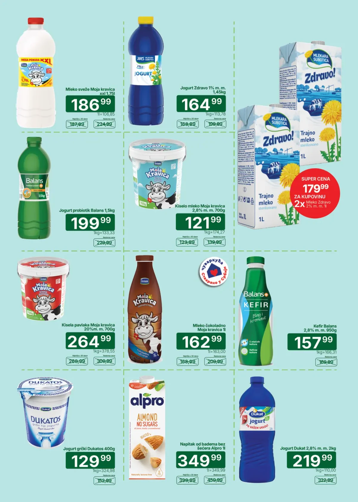 Univerexport akcija na mleko, jogurt, kefir i kiselo mleko