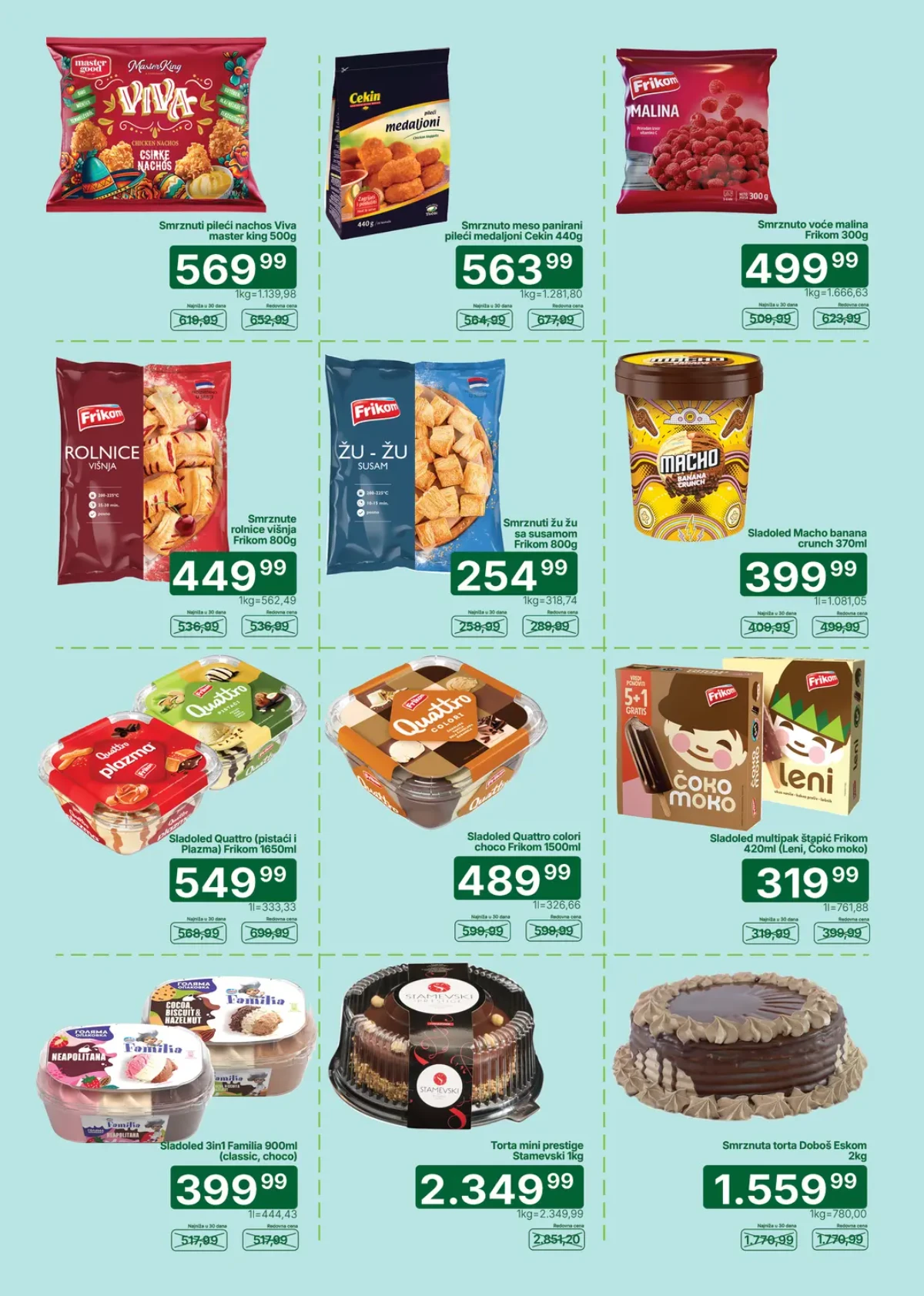 Univerexport akcija na sladolede, smrznute kolače, torte i deserte