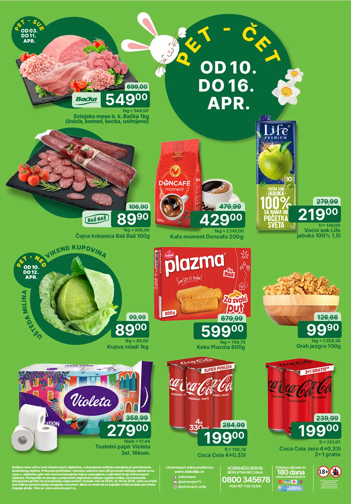 Univerexport nedeljna akcija katalog sniženja do 16.04.2026– prehrana i proizvodi za domaćinstvo