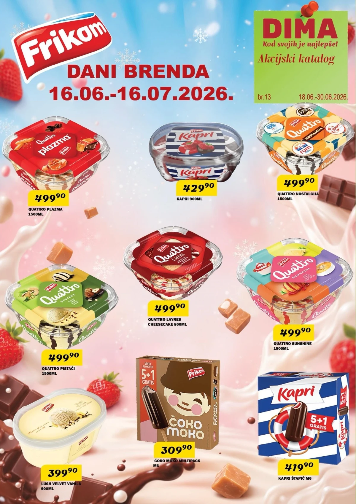DIMA katalog do 30.06.2026 – Frikom sladoledi i Dani brenda po akcijskim cenama