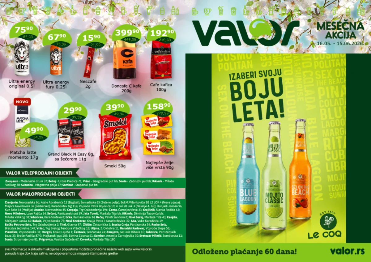Valor katalog maj jun 2026 – Doncafe kafa, Hell, Smoki i Pepsi po akcijskim cenama