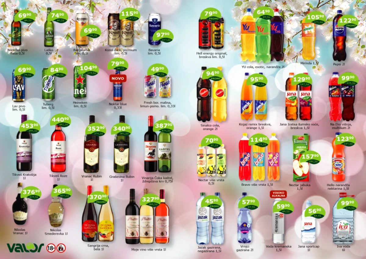 Valor akcija do 15.06.2026 – Pepsi, pivo, vino i sokovi na sniženju