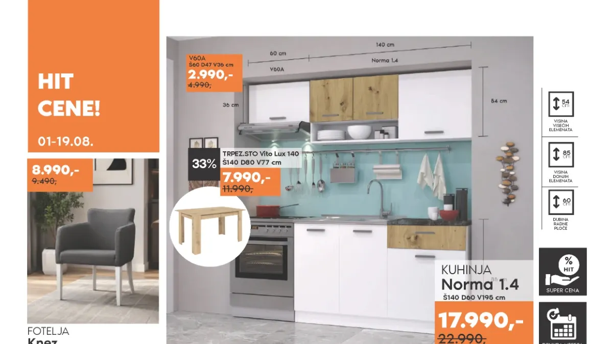 Vitorog HIT cene do 29% popusta na kuhinje, ugaone garniture, trosede i nameštaj do 19.08.2026.