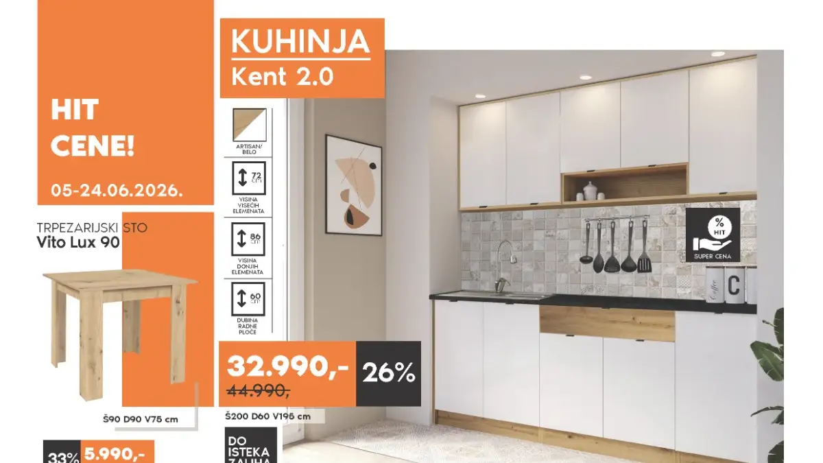 Vitorog hit cene – kuhinje, ugaone garniture, ormari i trpezarijski nameštaj do 24.06.2026